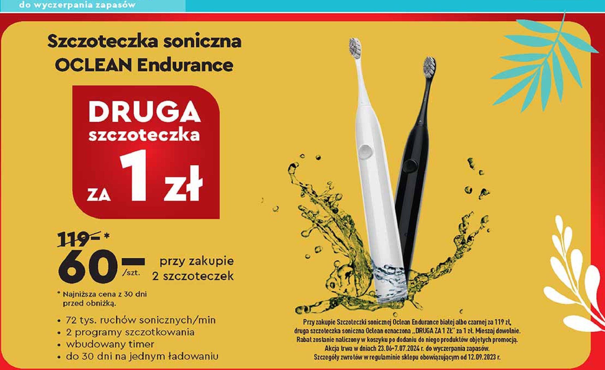 Szczoteczka endurance eco czarna Oclean promocja w Biedronka