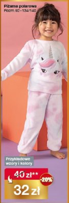 Piżama polarowa rozm. 92-134/140 przykładowe wzory i kolory promocja w Woolworth
