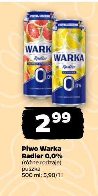 Piwo Warka radler grapefruit-pomarańcz 0% Grupa żywiec warka promocja