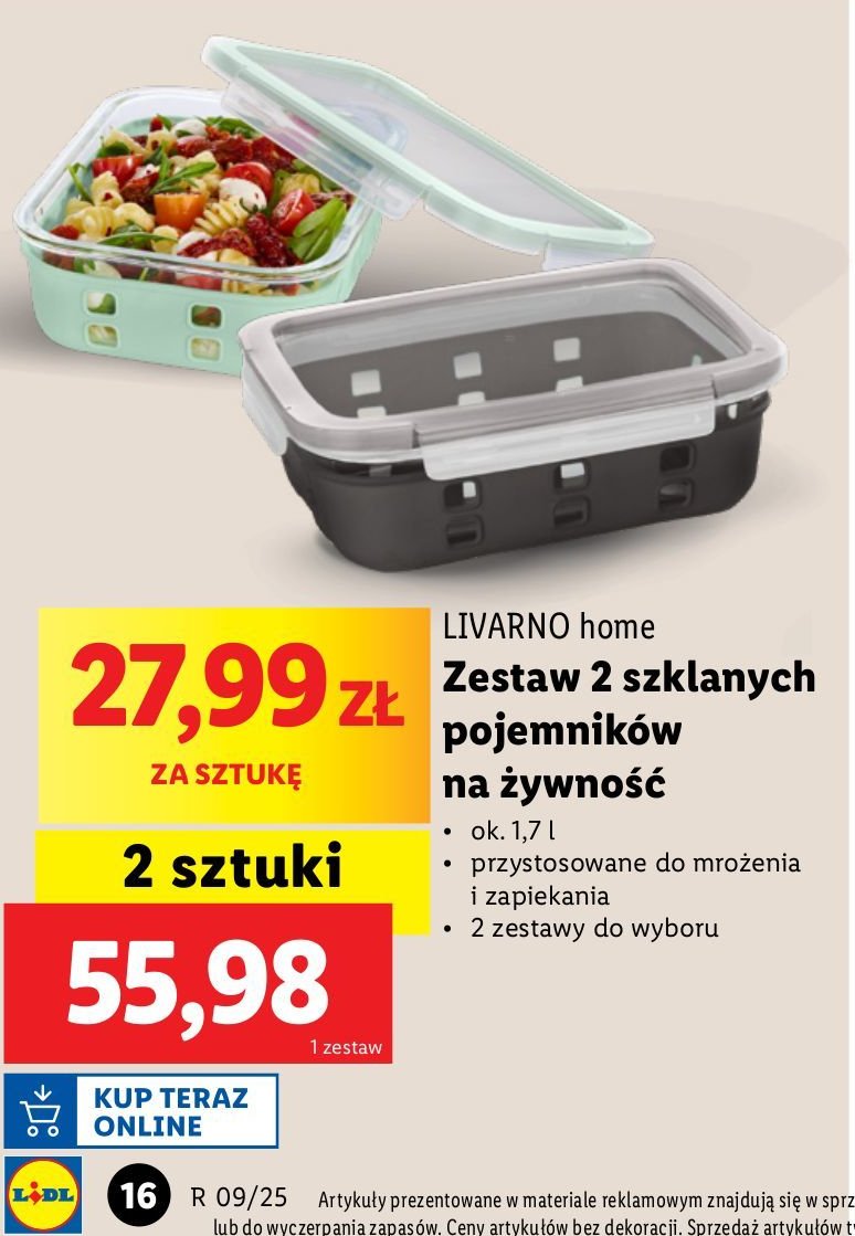 Zestaw pojemników szklanych 1.7 l LIVARNO HOME promocja w Lidl