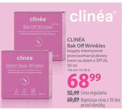 Krem na noc na dzień z SPF20 CLINEA Bak Off Wrinkles Dream Therapy Wrinkles promocja w Hebe