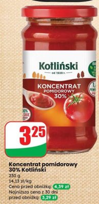 Koncentrat pomidorowy 30% Kotliński promocja w Dino