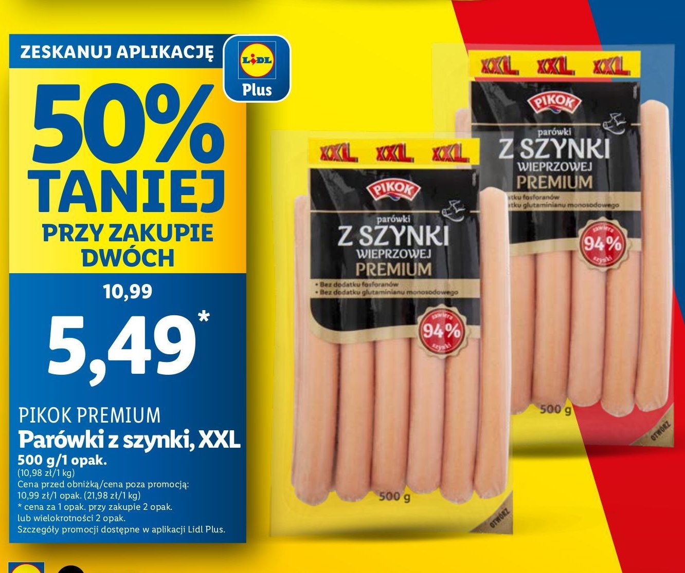 Parówki z szynki wieprzowej premium Pikok promocja