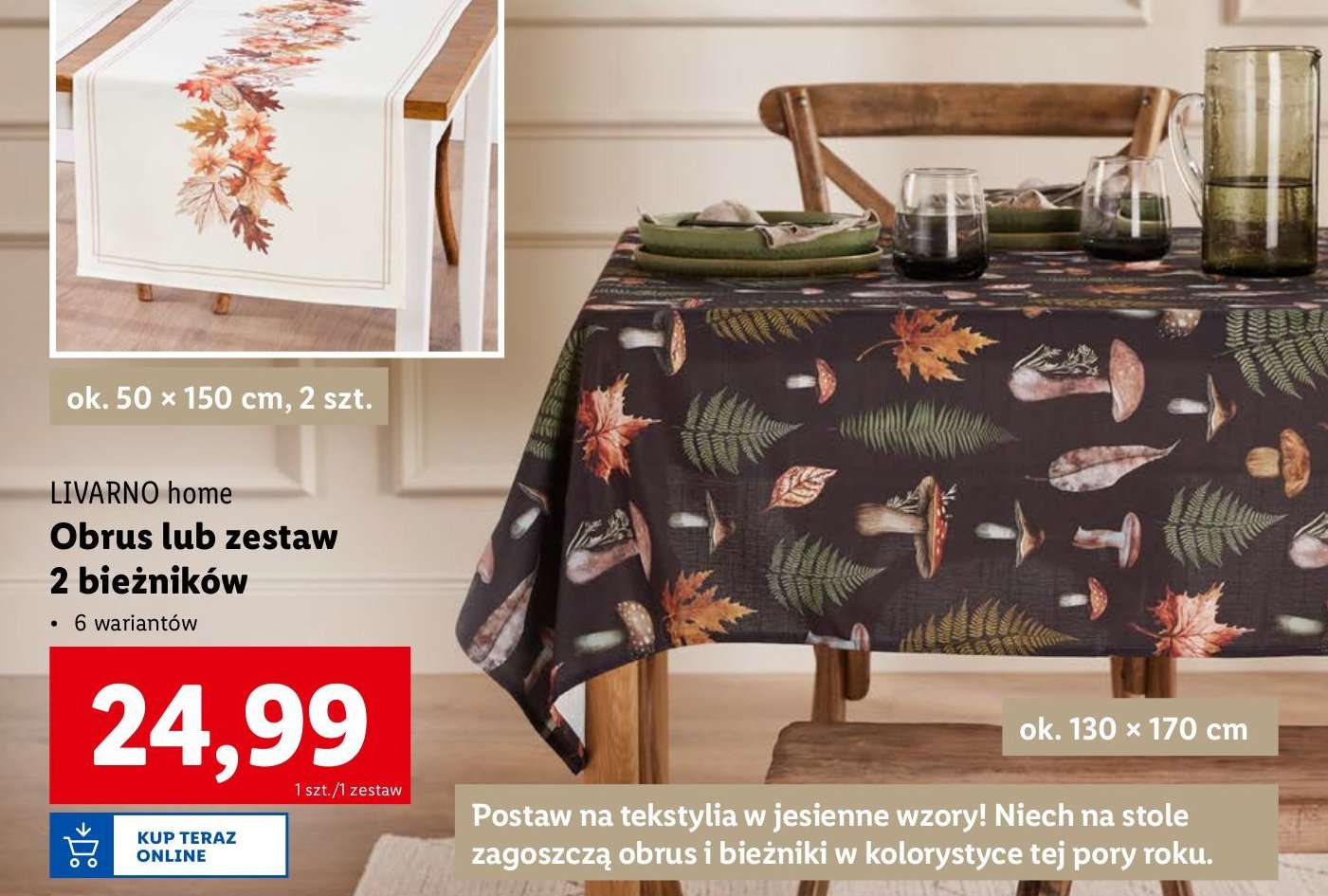 Bieżnik 50 x 150 cm LIVARNO HOME promocja