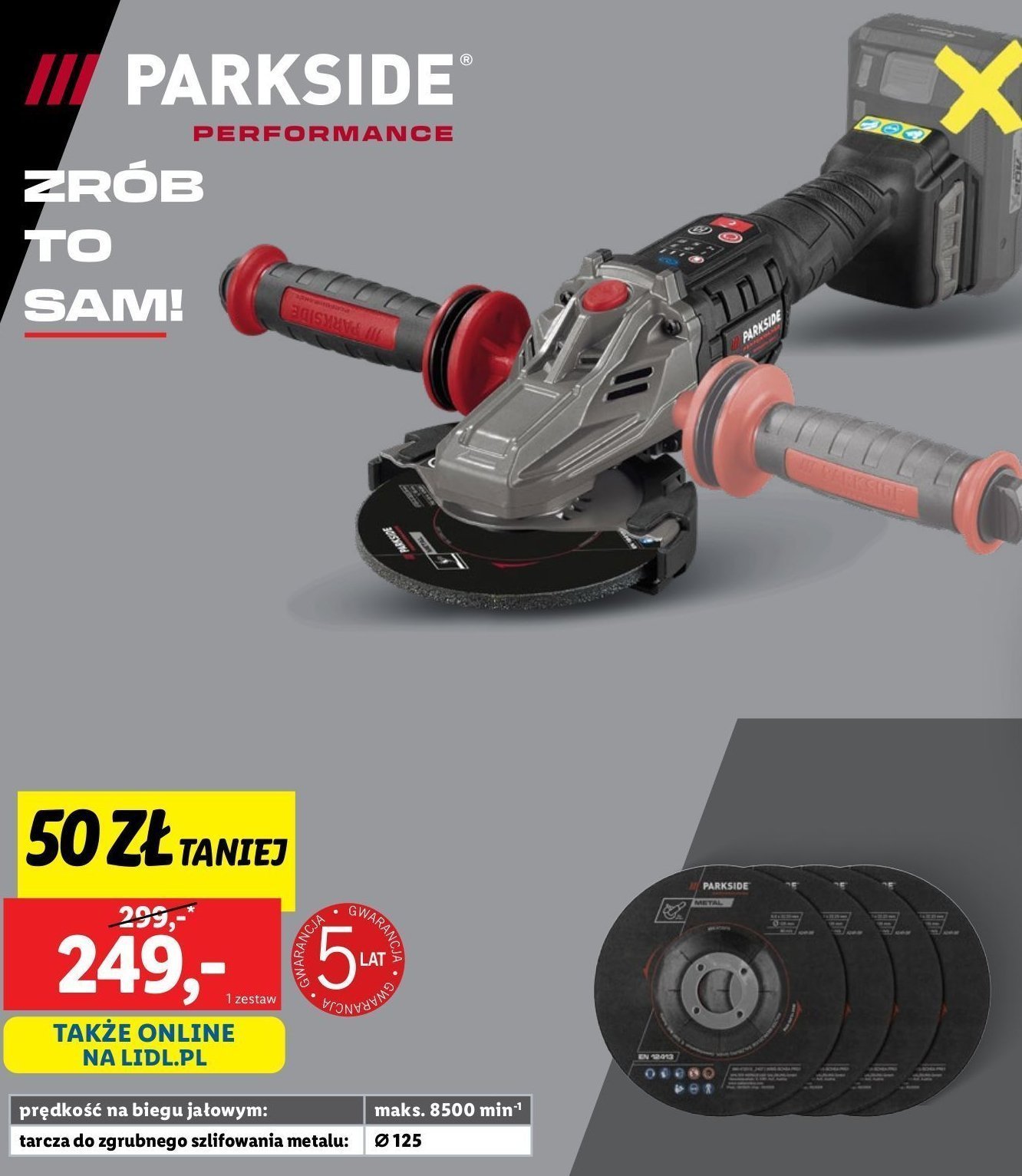 Szlifierka k膮towa 20 v Parkside performance promocja