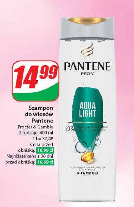 Szampon do włosów Pantene pro-v aqua light promocja