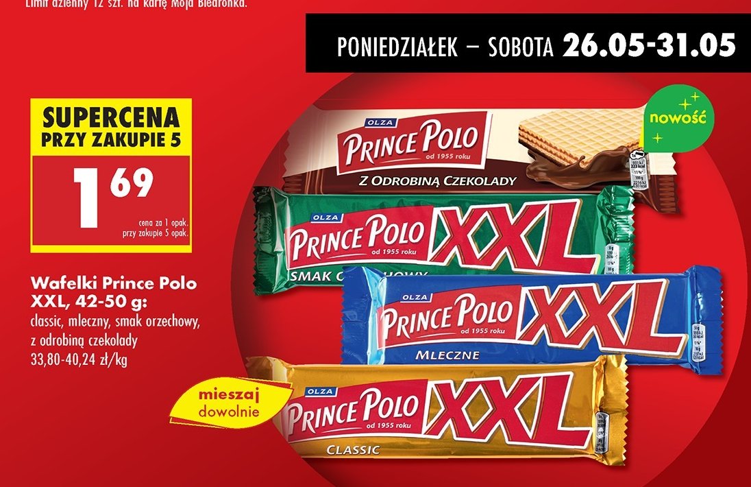 Wafelk z odrobiną czekolady Prince polo promocja w Biedronka