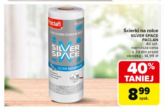 Ścierki na rolce silver space Paclan promocja w Carrefour