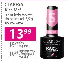 Lakier hybrydowy kiss me Claresa soak off promocja