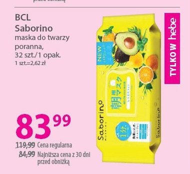 Kojąca maska poranna do twarzy BCL SABORINO promocja w Hebe