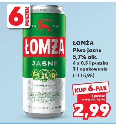 Piwo jasne 5.7% alk. promocja w Kaufland