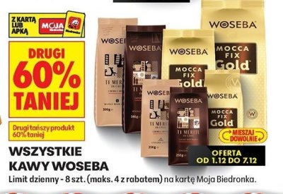 Kawa Woseba wszystkie rodzaje (maks. 4 rabatem) promocja w Biedronka