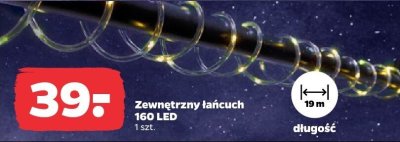 Zewnętrzny łańcuch 160 LED długość 19 m promocja w Netto