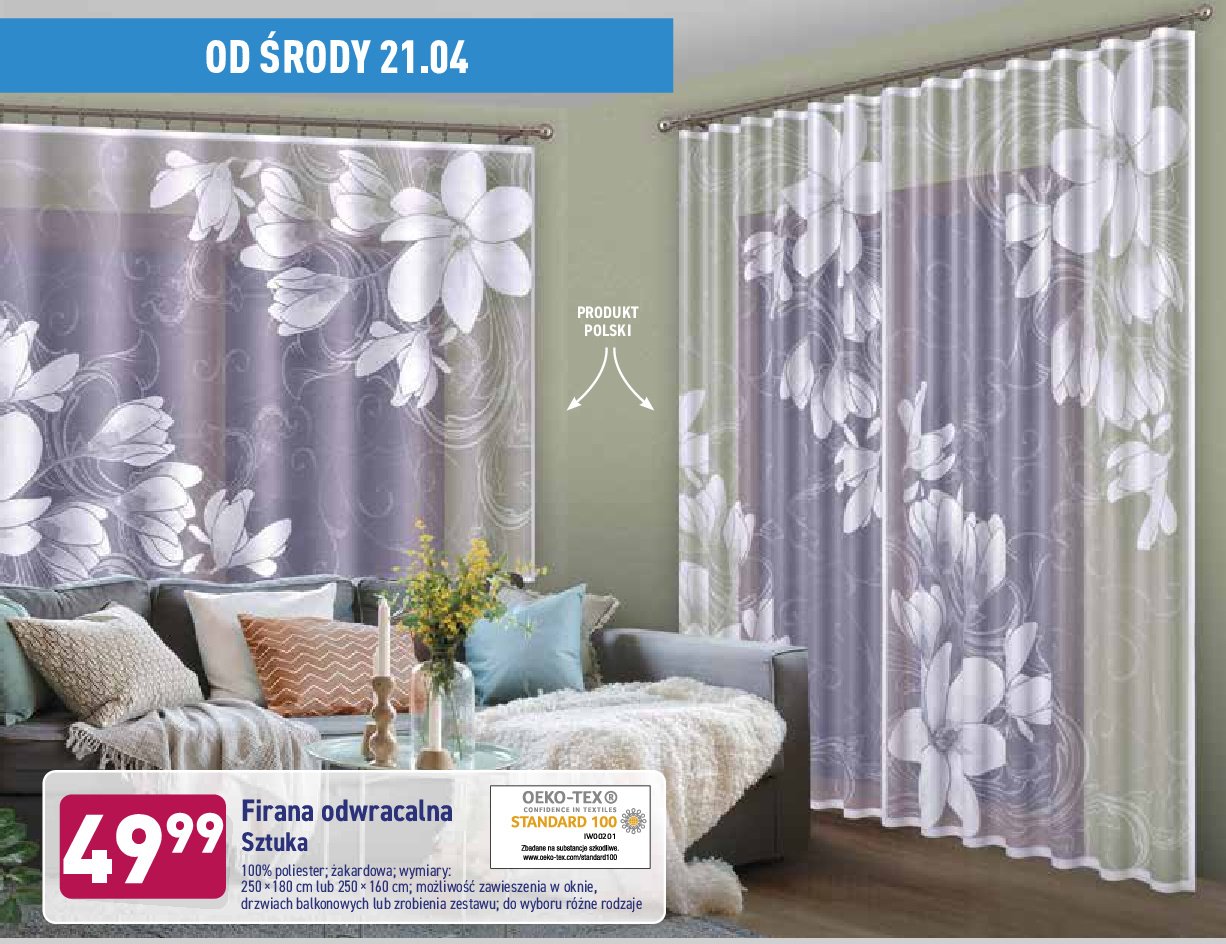 Firanka odwracalna 250 x 160 cm promocja