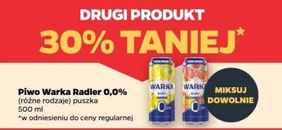 Piwo Warka Radler 0,0% (różne rodzaje) puszka promocja w Netto