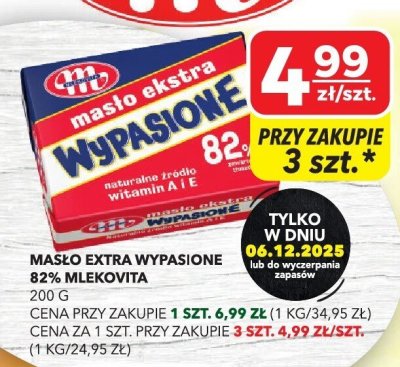 Masło extra wypasione 82% Mlekovita promocja w Top Market