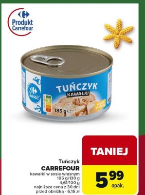 Tuńczyk kawałki w sosie własnym promocja w Carrefour