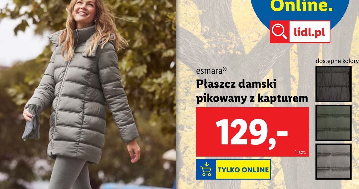 Płaszcz damski pikowany Esmara promocja w Lidl