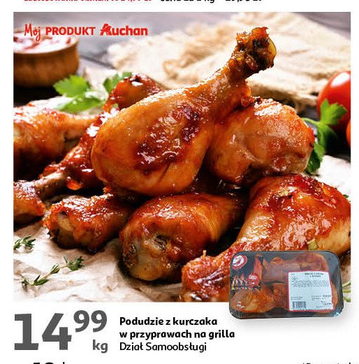 Podudzie kurczaka w przyprawach na grill Auchan różnorodne (logo czerwone) promocja w Auchan