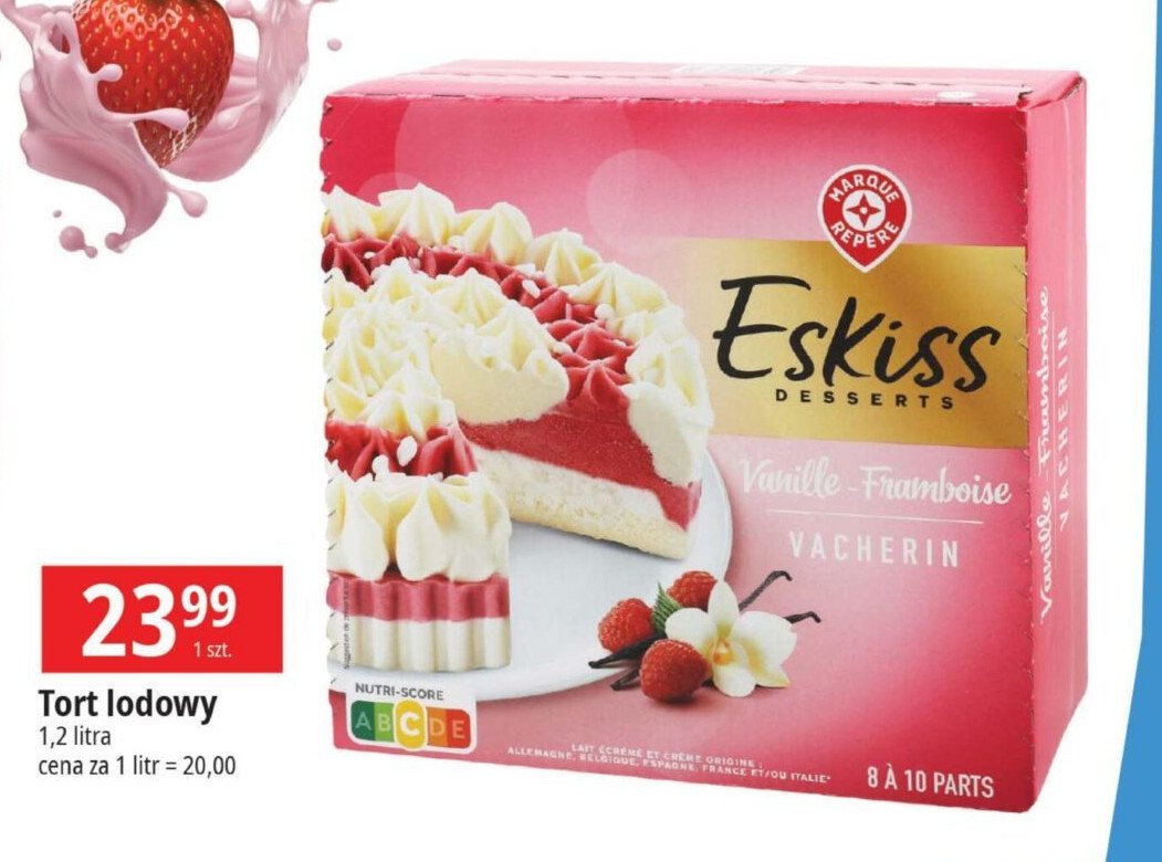Tort lodowy waniliowo-malinowy Wiod膮ca marka eskiss promocja