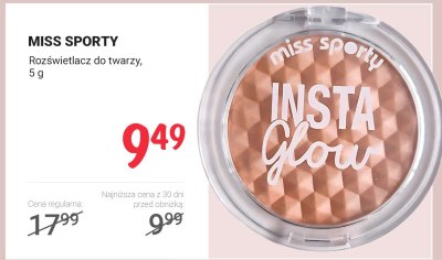 Rozświetlacz do twarzy Miss Sporty Insta Glow 5 g promocja w Rossmann