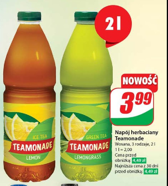 Napój herbaciany lemongrass Teamonade promocja w Dino