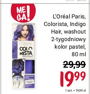 Farba do włosów 2-tygodniowy kolor pastel indigo hair L'oreal colorista washout promocja