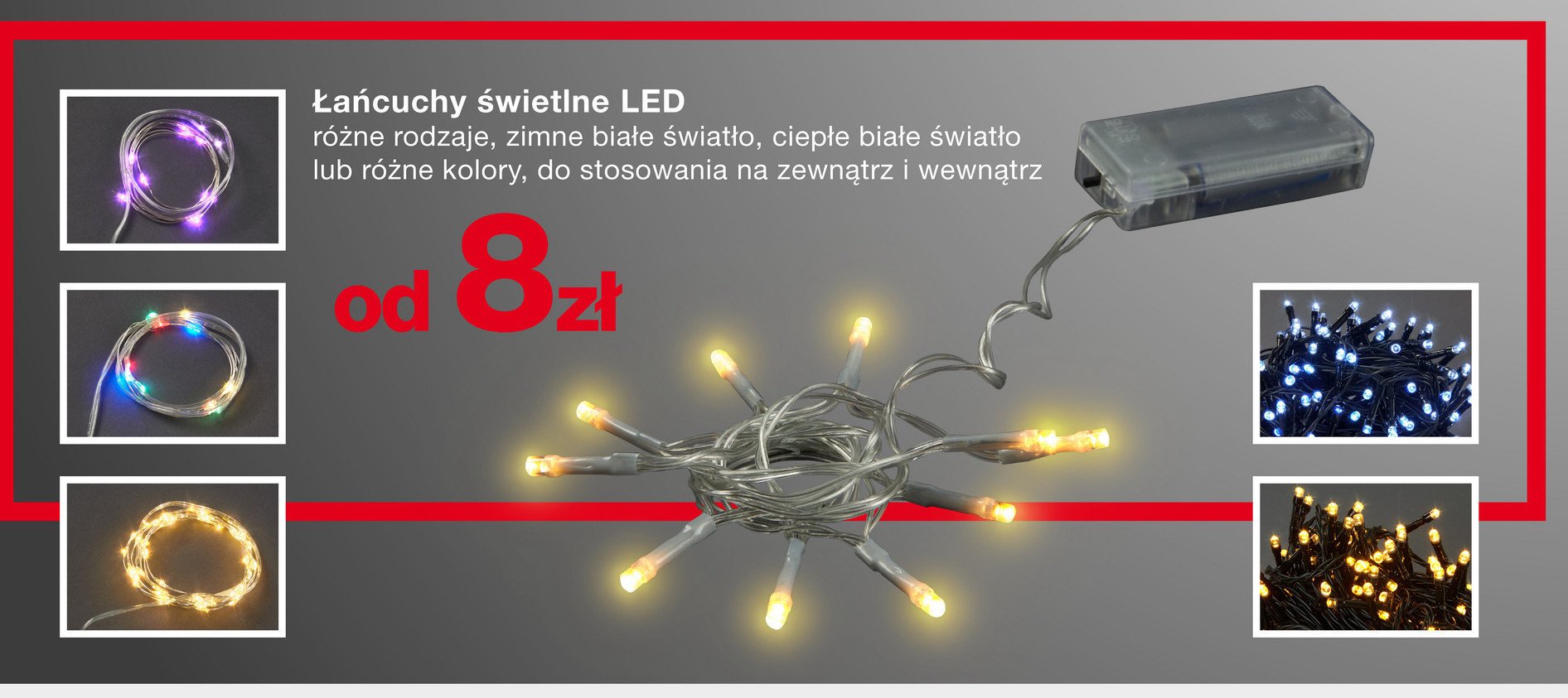 Łańcuch świetlny 20 led barwa ciepła promocja