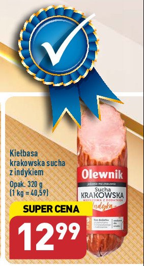 Kiełbasa sucha krakowska wieprzowa z indykiem Olewnik promocja