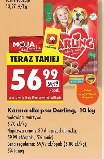 Karma dla psa wołowina-warzywa Purina darling promocja