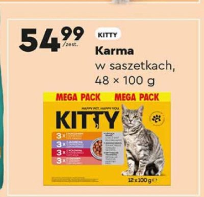 Karma w saszetkach, 48 x 100 g KITTY promocja w Biedronka
