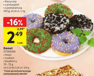 Donut STOKSON texas, cookies, blueberry 70 - 75 g promocja w Intermarche