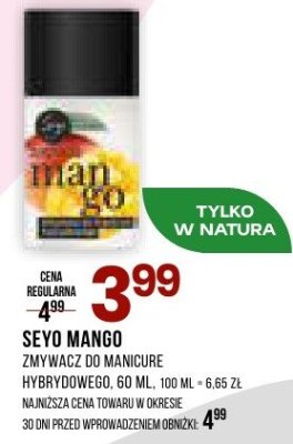 Zmywacz Seyo Mango zmywacz do manicure hybrydowego promocja w Drogerie Natura