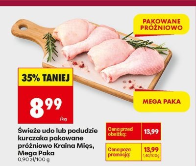 Świeże podudzie kurczaka pakowane próżniowo Mega Paka promocja w Biedronka