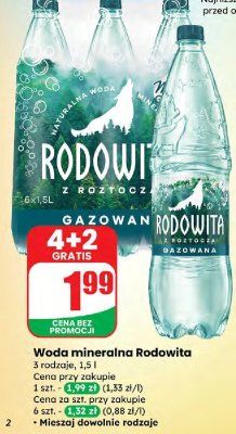 Woda mineralna Rodowita 3 rodzaje promocja w Dino
