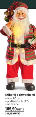 Mikołaj z dzwonkami wys. 80 cm, podświetlenie LED, na baterie promocja w Makro
