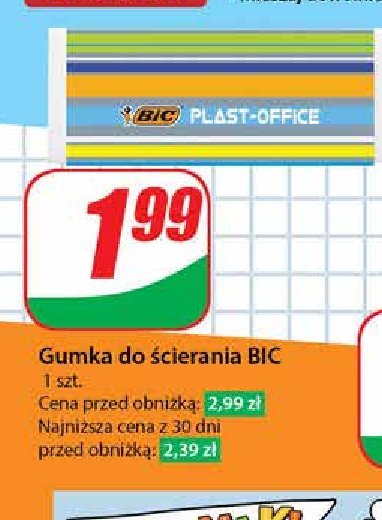 Gumka do ścierania Bic plast-office promocja w Dino