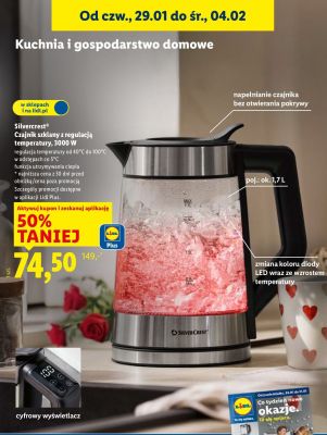 Czajnik Silvercrest szklany z regulacją temperatury 3000W promocja w Lidl
