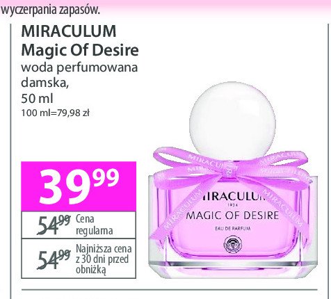 Woda perfumowana MIRACULUM MAGIC OF DESIRE promocja