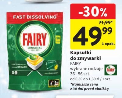 Kapsułki do zmywarki Fairy Original promocja w Intermarche