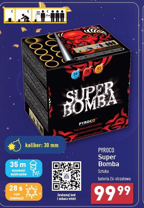 Bateria 24 strzały super bomba Pyroco promocja w Aldi