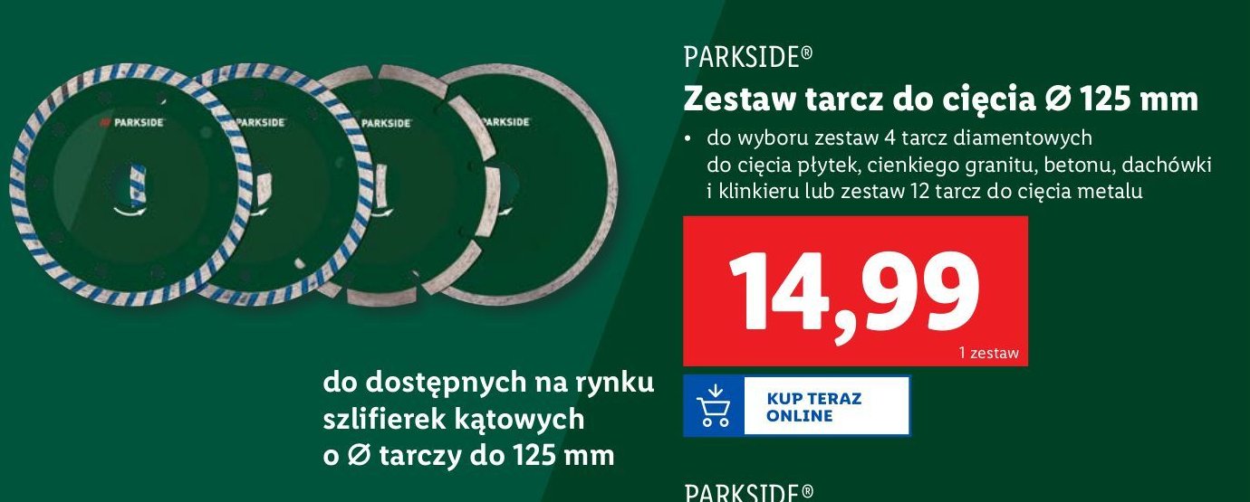 Tarcze do szlifierki Parkside promocja