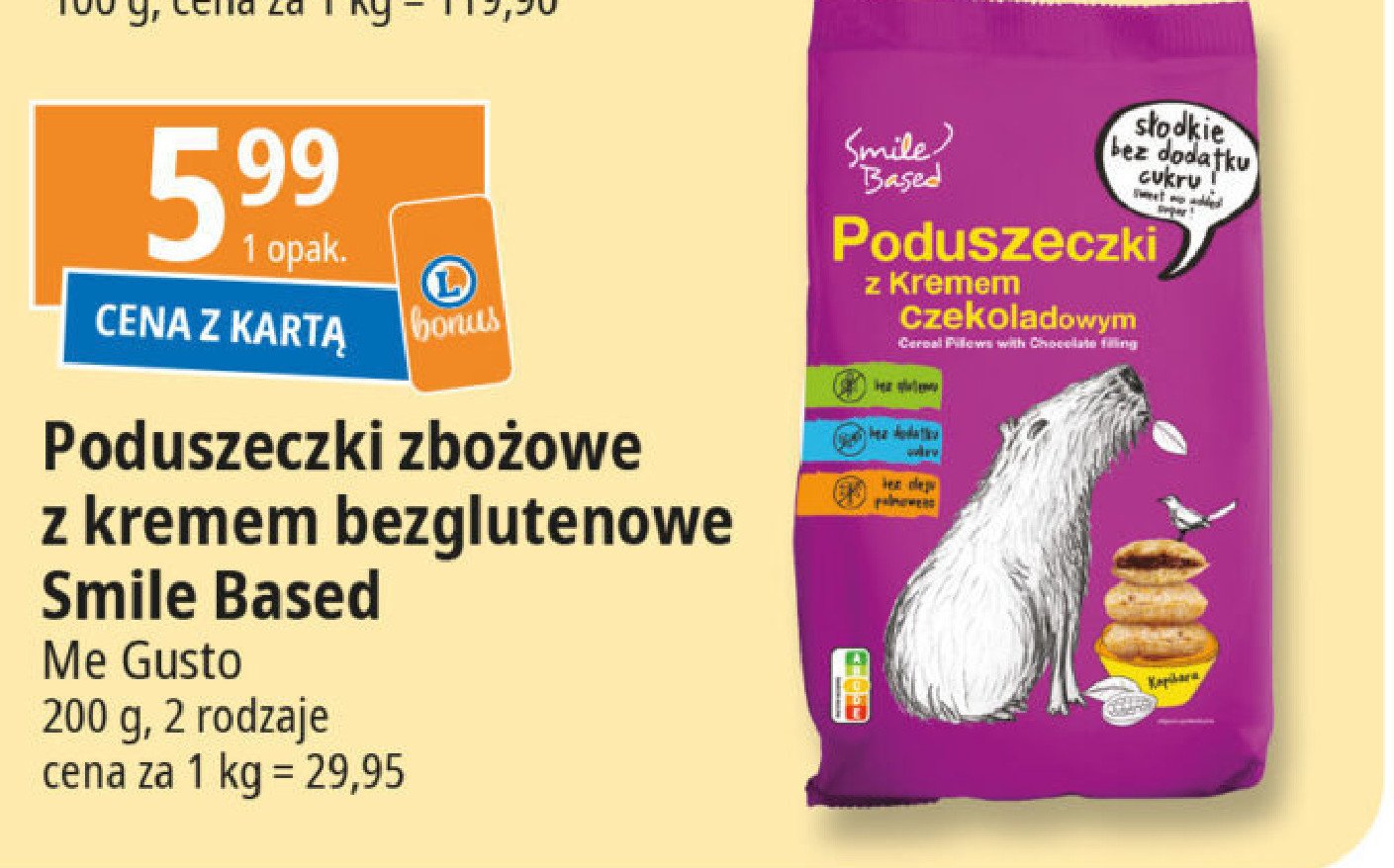 Płatki poduszeczki z kremem czekoladowym Smile based promocja