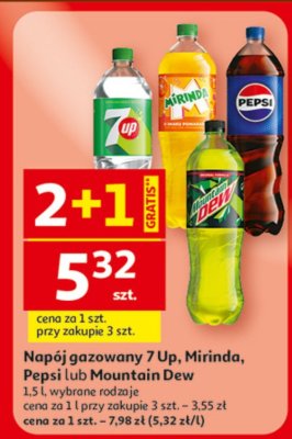 Napój gazowany 7 Up, Mirinda, Pepsi lub Mountain Dew promocja w Auchan