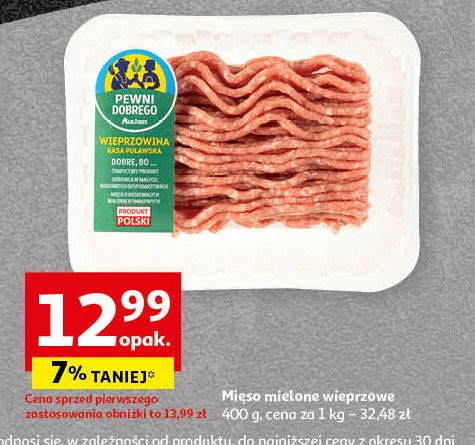 Mięso mielone wieprzowe Auchan pewni dobrego promocja