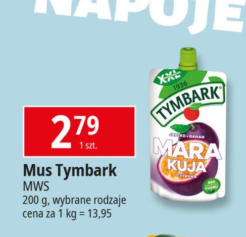 Mus marakuja-cytryna Tymbark mus 100% owoców promocja