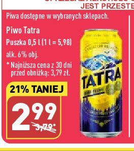 Piwo Tatra jasne pełne promocja w Aldi
