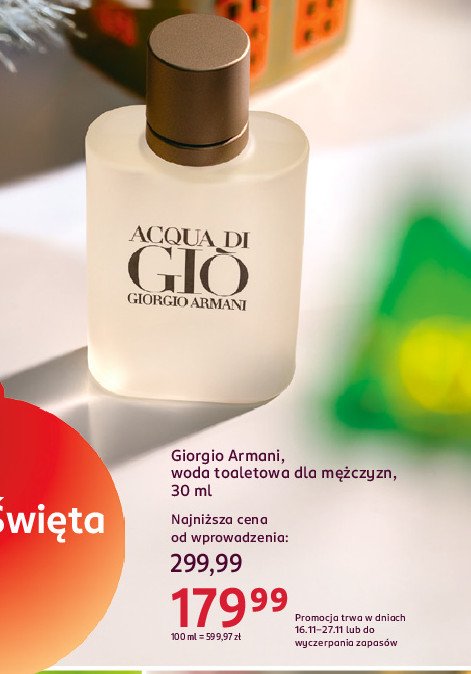 Woda toaletowa Giorgio armani acqua di gio promocja w Rossmann