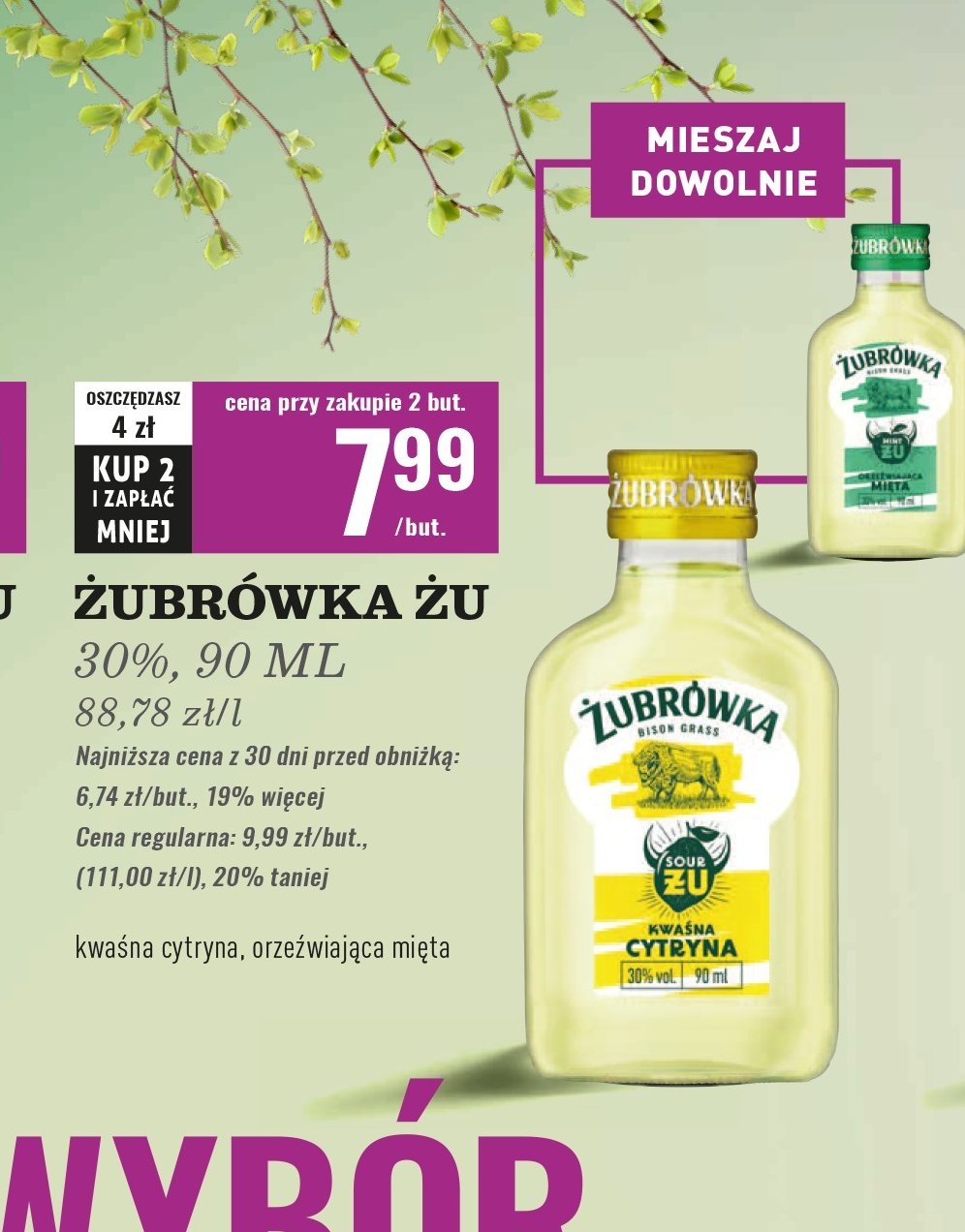 Wódka Żubrówka kwaśna cytryna promocja w Biedronka