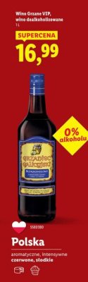 Wino dealkoholizowane Grzane VIP 1 l promocja w Lidl